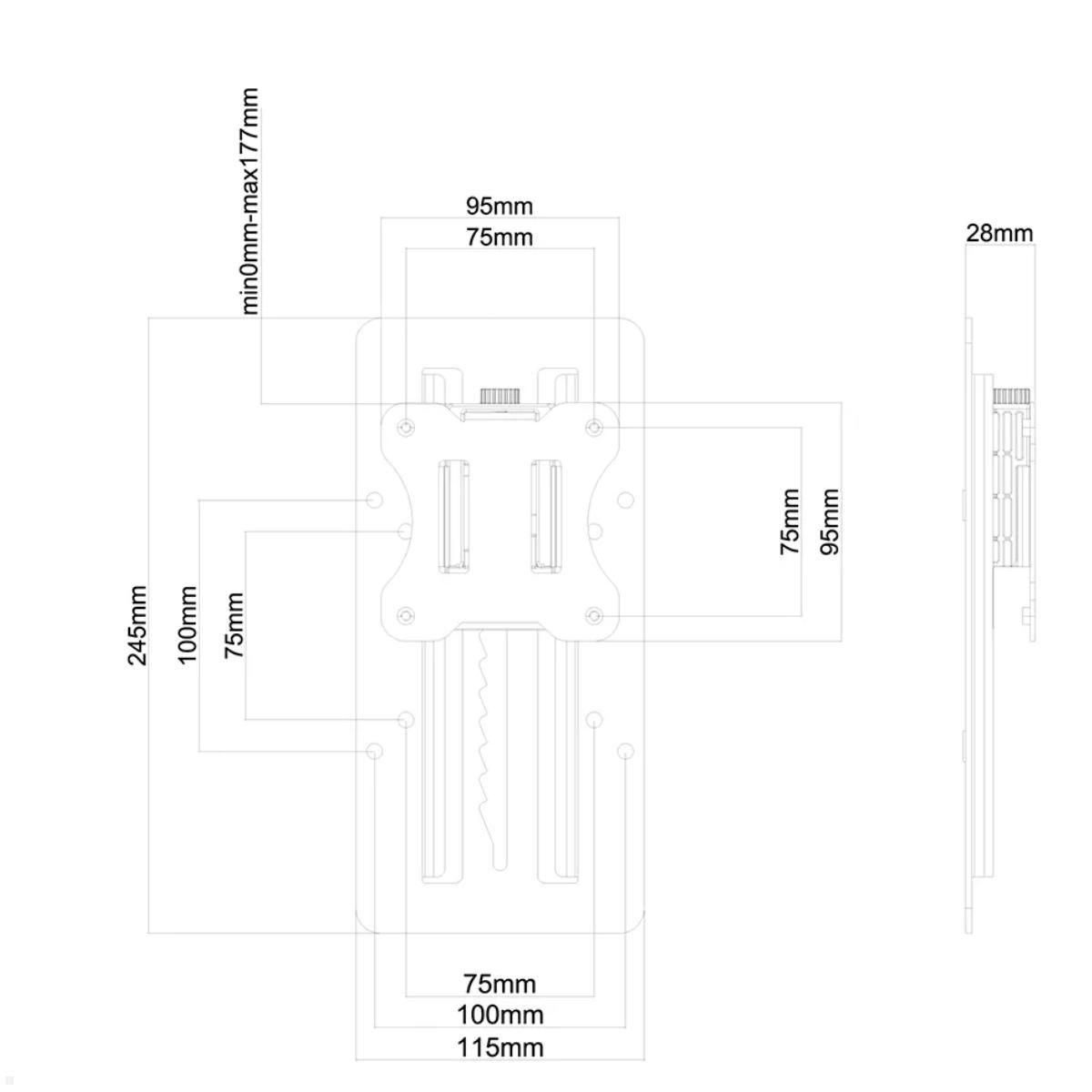 Neomounts FPMA-LIFT100BLACK höhenverstellbare VESA Adapterplatte, schwarz, Skizze Neomounts FPMA-LIFT100BLACK höhenverstellbare VESA Adapterplatte, schwarz, Skizze