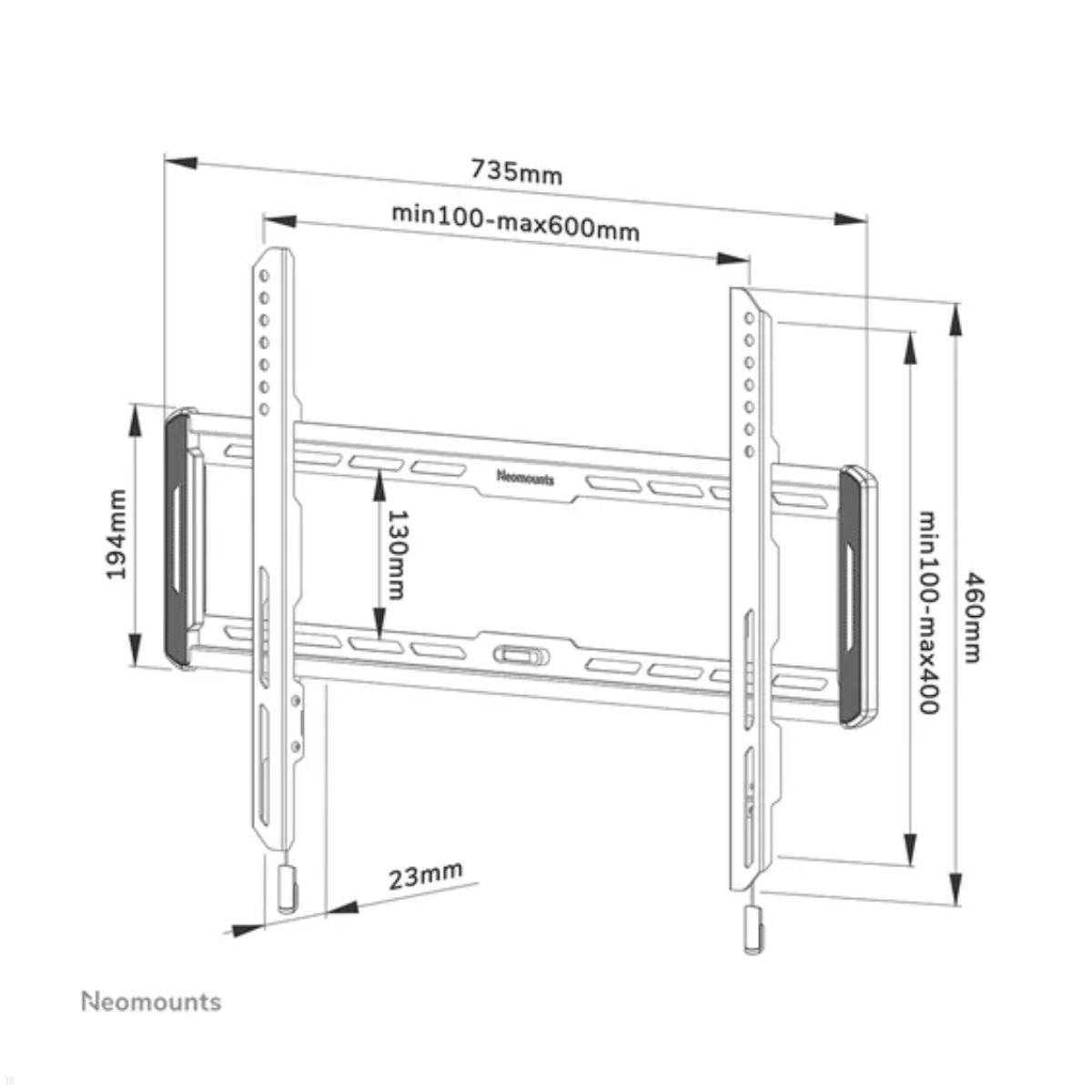 Flache TV Wandhalterung, Neomounts WL30-550BL16, schwarz, Technsiche Zeichnung Flache TV Wandhalterung, Neomounts WL30-550BL16, schwarz, Technsiche Zeichnung