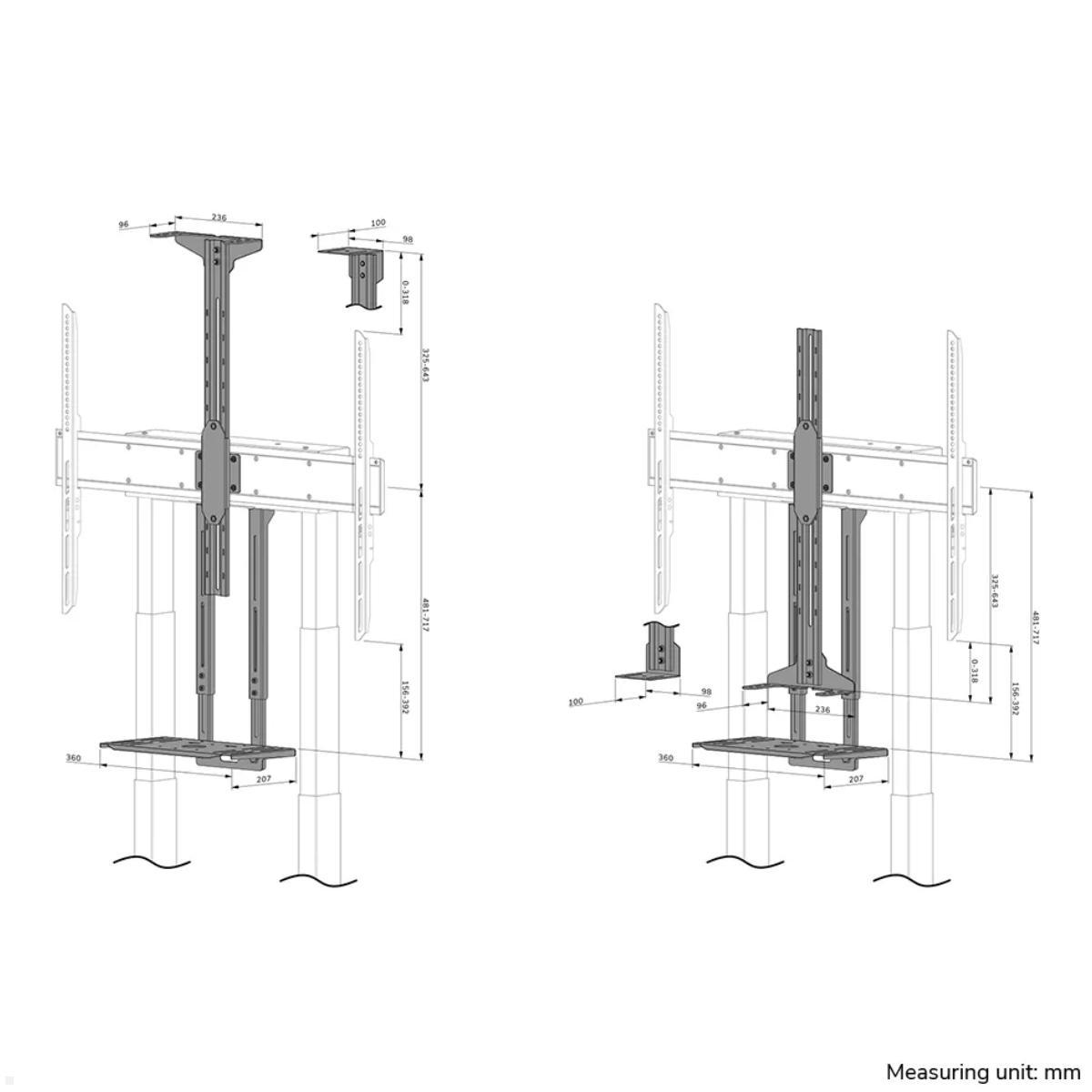 Neomounts AFL-875WH1 Videobar / Multimedia Halterung für Logitech Rally Bar, weiß technische Zeichnung Neomounts AFL-875WH1 Videobar / Multimedia Halterung für Logitech Rally Bar, weiß technische Zeichnung