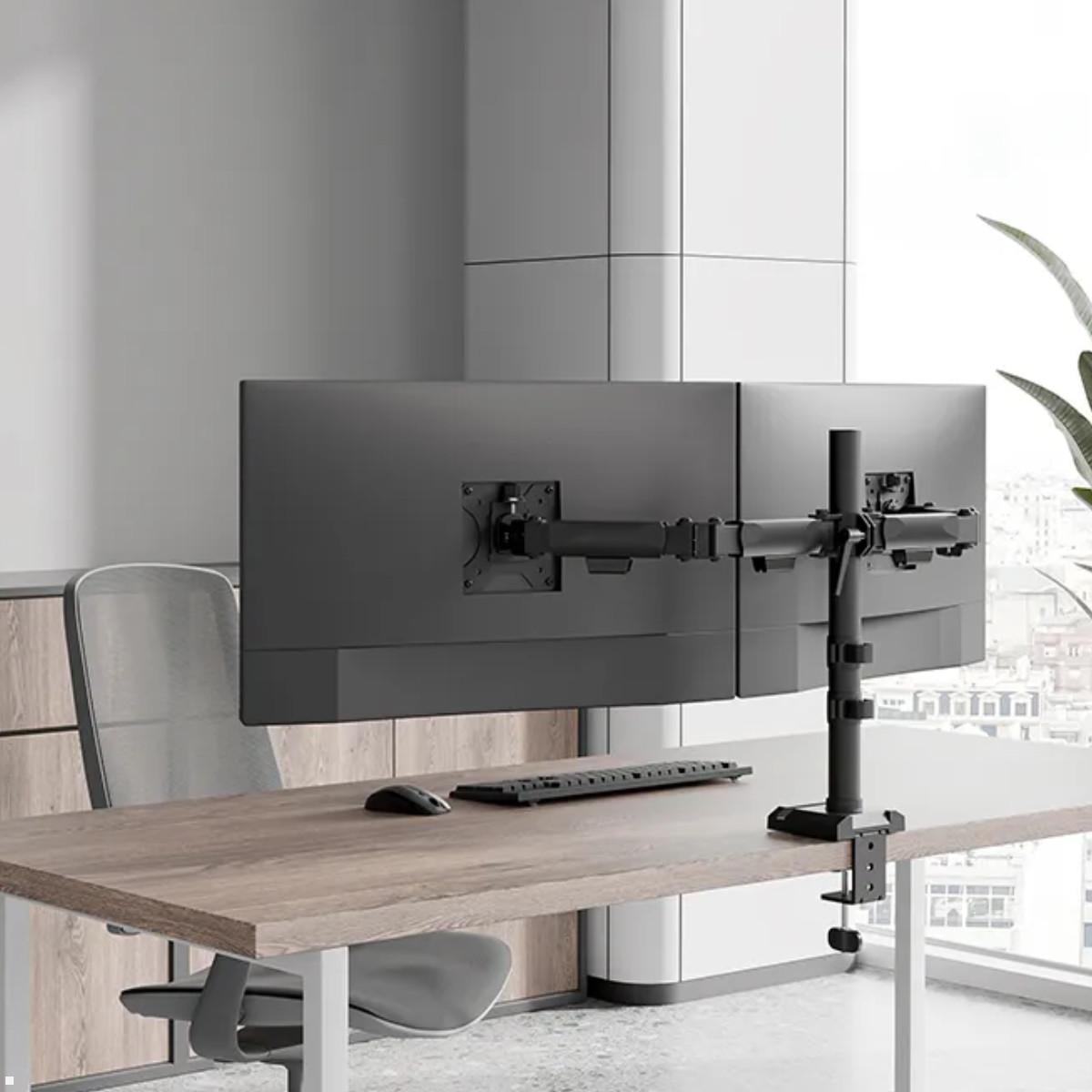 Neomounts NERO DS60-600BL2 Monitorhalter für 2 Monitore, Anwendungsbeispiel Neomounts NERO DS60-600BL2 Monitorhalter für 2 Monitore, Anwendungsbeispiel