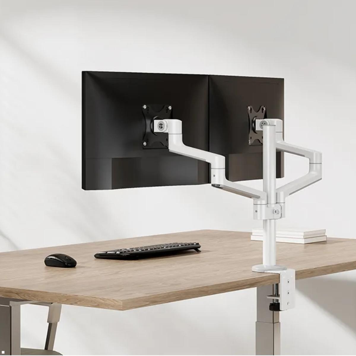 Neomounts DS60-425WH2 Monitorhalter für 2 Monitore nebeneinander bis 27 Zoll, Anwendungsbeispiel Neomounts DS60-425WH2 Monitorhalter für 2 Monitore nebeneinander bis 27 Zoll, Anwendungsbeispiel