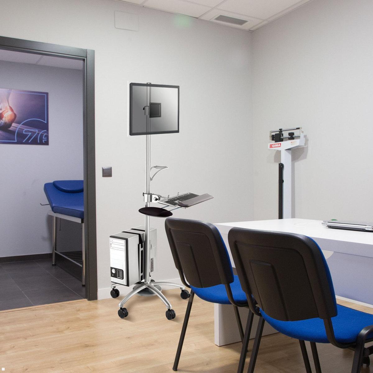 Neomounts FPMA-MOBILE1800 mobile Arbeitsstation, silber, Anwendungsbeispiel Praxis Neomounts FPMA-MOBILE1800 mobile Arbeitsstation, silber, Anwendungsbeispiel Praxis