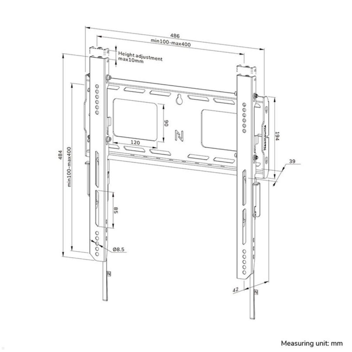 Neomounts Level WL30-750BL14 flacher Schwerlast TV Wandhalter 32 - 75 Zoll, 100 kg, schwarz technische Zeichnung Neomounts Level WL30-750BL14 flacher Schwerlast TV Wandhalter 32 - 75 Zoll, 100 kg, schwarz technische Zeichnung