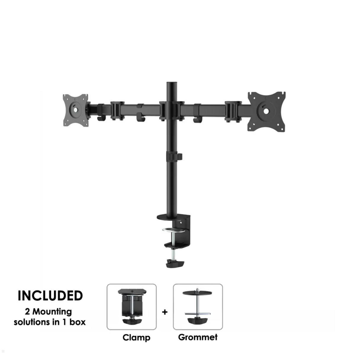 Neomounts Select NM-D135D Dual-Monitor Tischhalter, Vorderansicht Neomounts Select NM-D135D Dual-Monitor Tischhalter, Vorderansicht