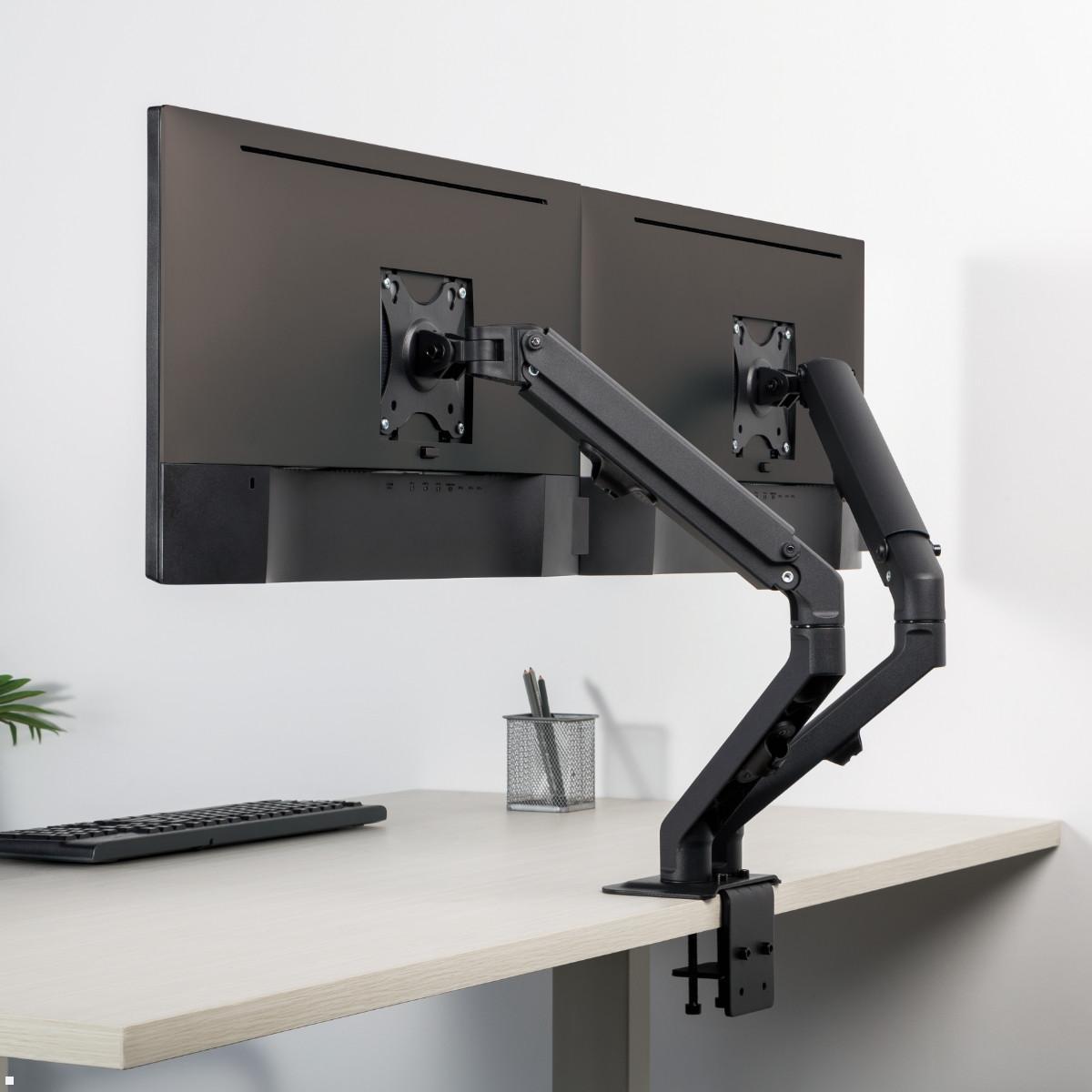 Neomounts FPMA-D650DBLACK Monitorhalterung für 2 Monitore bis 27 Zoll, Schreibtisch Neomounts FPMA-D650DBLACK Monitorhalterung für 2 Monitore bis 27 Zoll, Schreibtisch