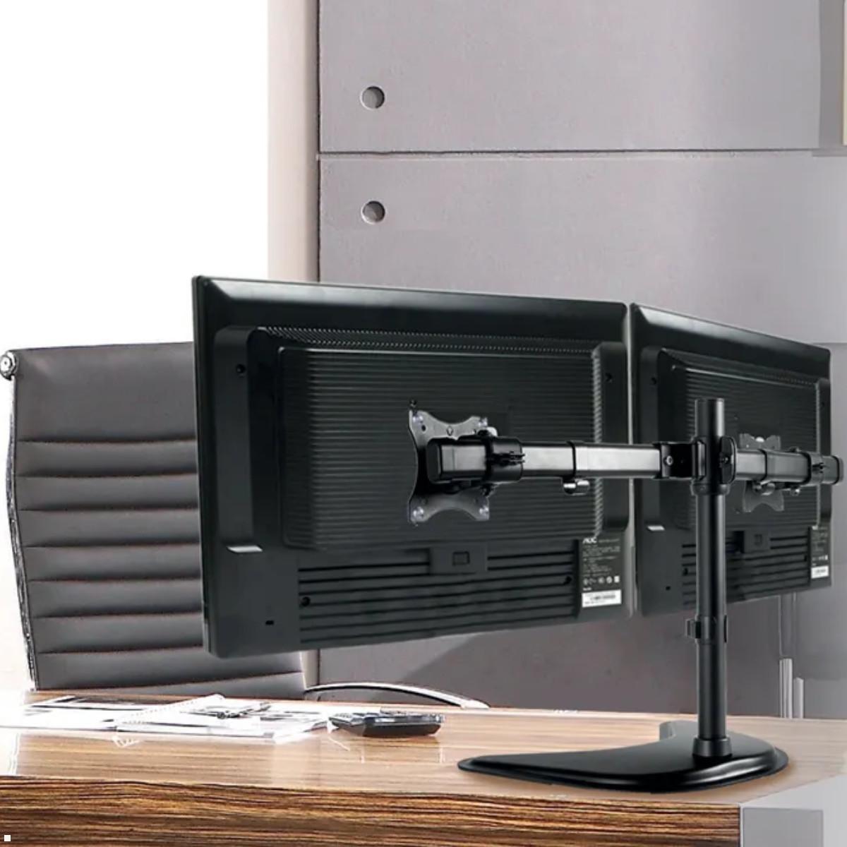 2-fach Monitorhalterung NM-D335D Dual Monitor Tischstandfuß, Anwendung Büro 2-fach Monitorhalterung NM-D335D Dual Monitor Tischstandfuß, Anwendung Büro