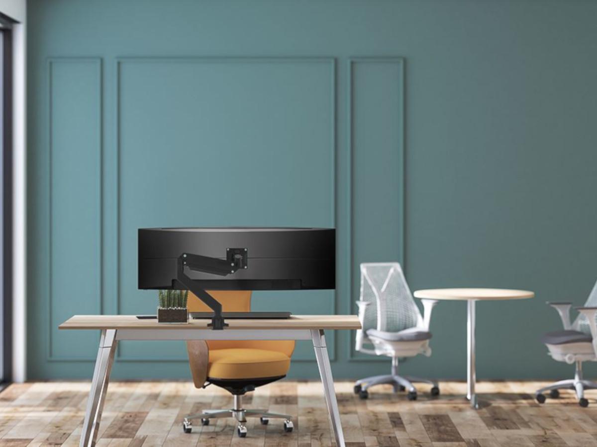 NewStar NM-D775BLACKPLUS Tischhalterung für Curved Monitore bis 49“, schwarz Anwendungsbeispiel HomeOffice NewStar NM-D775BLACKPLUS Tischhalterung für Curved Monitore bis 49“, schwarz Anwendungsbeispiel HomeOffice