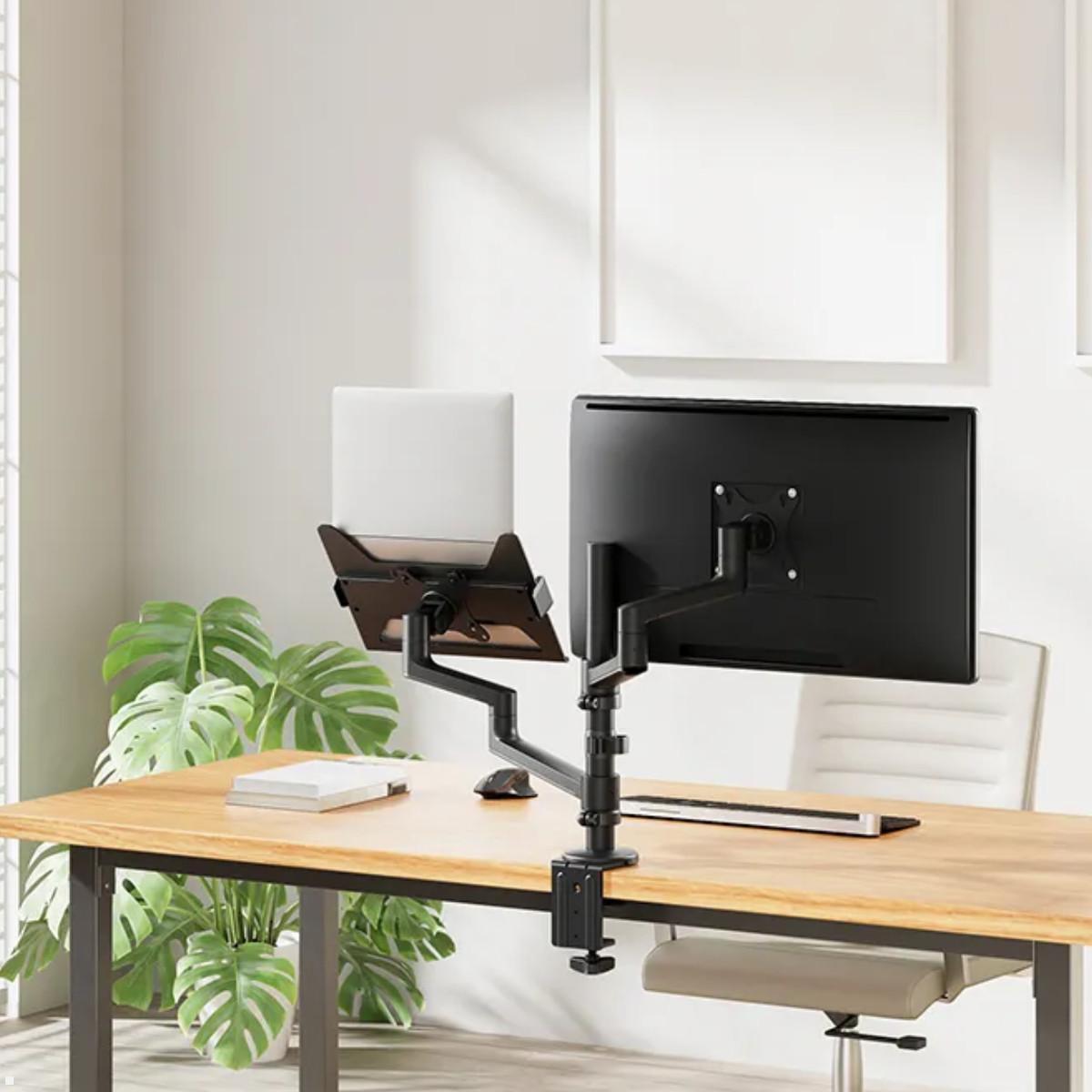 Neomounts DS20-425BL2 Monitor-/ Laptop-Tischhalterung, schwarz, Anwendungsbeispiel Neomounts DS20-425BL2 Monitor-/ Laptop-Tischhalterung, schwarz, Anwendungsbeispiel