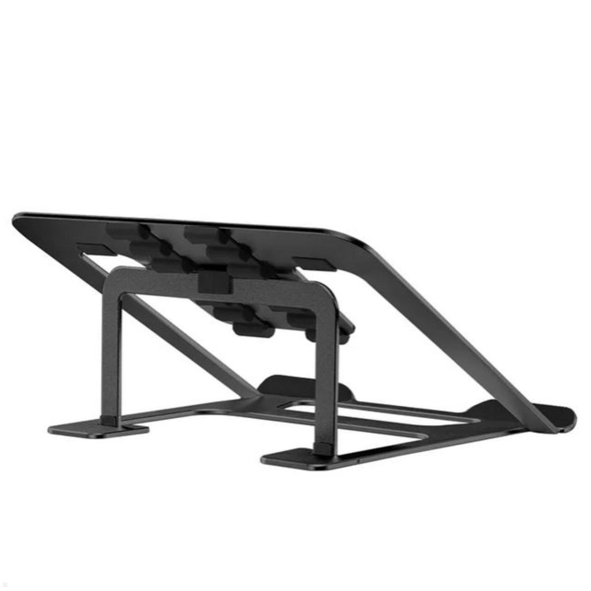 Neomounts NSLS085BLACK Laptopständer bis 17 Zoll, höhenverstellbar, schwarz aufgeklappt Neomounts NSLS085BLACK Laptopständer bis 17 Zoll, höhenverstellbar, schwarz aufgeklappt