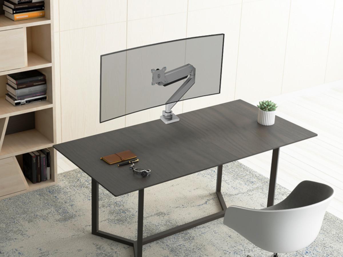 NewStar NM-D775SILVERPLUS Tischhalterung für Curved Monitore bis 49“, silber Anwendungsbeispiel NewStar NM-D775SILVERPLUS Tischhalterung für Curved Monitore bis 49“, silber Anwendungsbeispiel