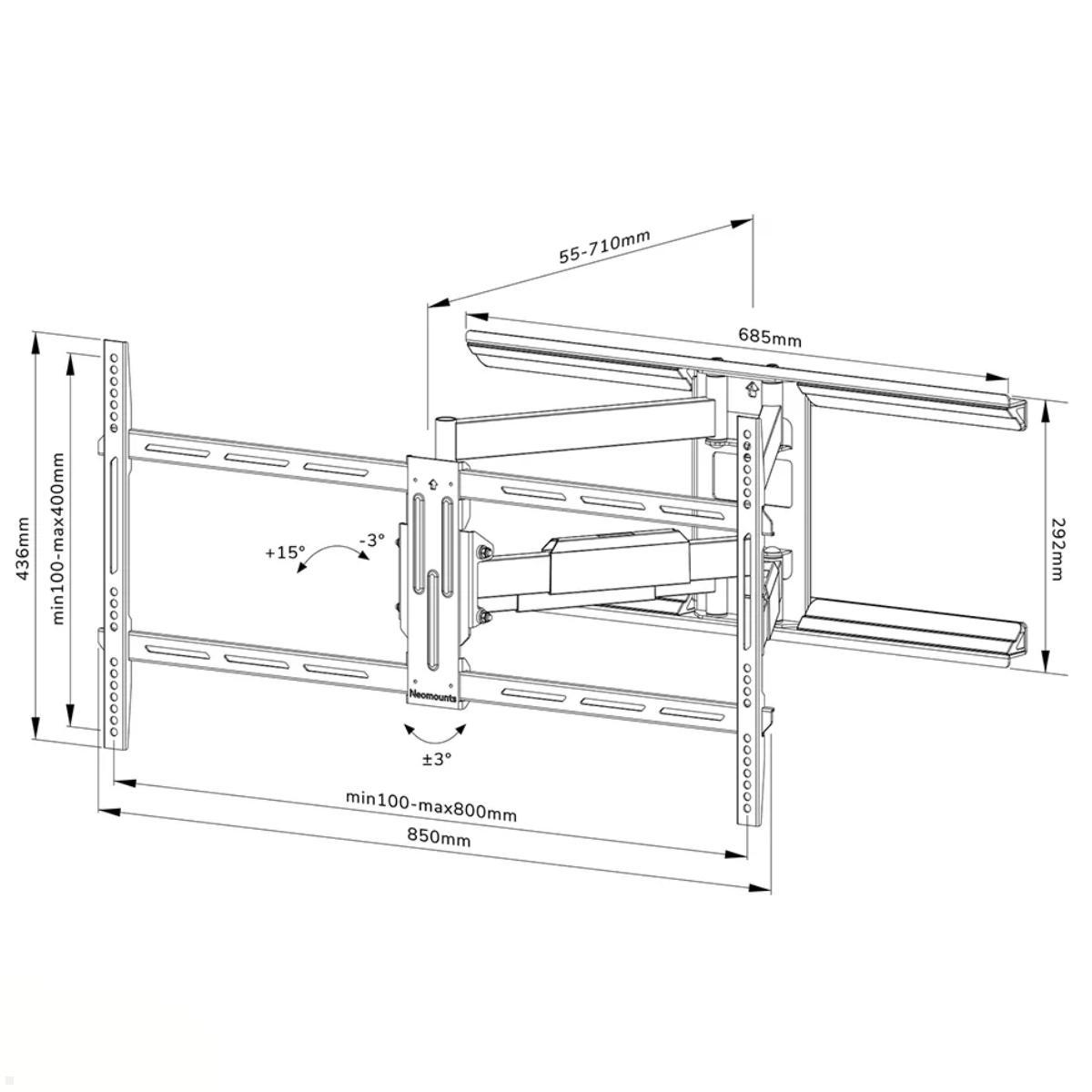 Schwenkbare TV Wandhalterung, Neomounts WL40-550BL18, Zeichnung Schwenkbare TV Wandhalterung, Neomounts WL40-550BL18, Zeichnung