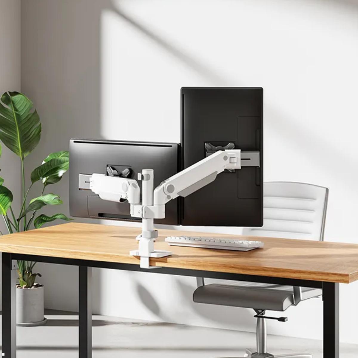 Neomounts NEXT One SL DS65S-950WH2 Tischhalterung 2 Monitore 24-34 Zoll, weiß Anwendung Neomounts NEXT One SL DS65S-950WH2 Tischhalterung 2 Monitore 24-34 Zoll, weiß Anwendung