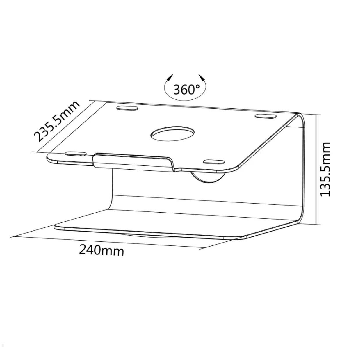 Neomounts NSLS050 Laptop Tischständer, silber, technische Zeichnung Neomounts NSLS050 Laptop Tischständer, silber, technische Zeichnung