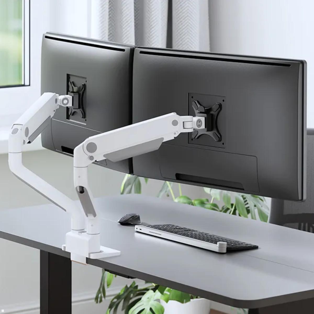 Neomounts DS70S-950WH2 Monitorhalterung für 2 Monitore bis 35 Zoll, weiß, Anwendungsbeispiel Neomounts DS70S-950WH2 Monitorhalterung für 2 Monitore bis 35 Zoll, weiß, Anwendungsbeispiel