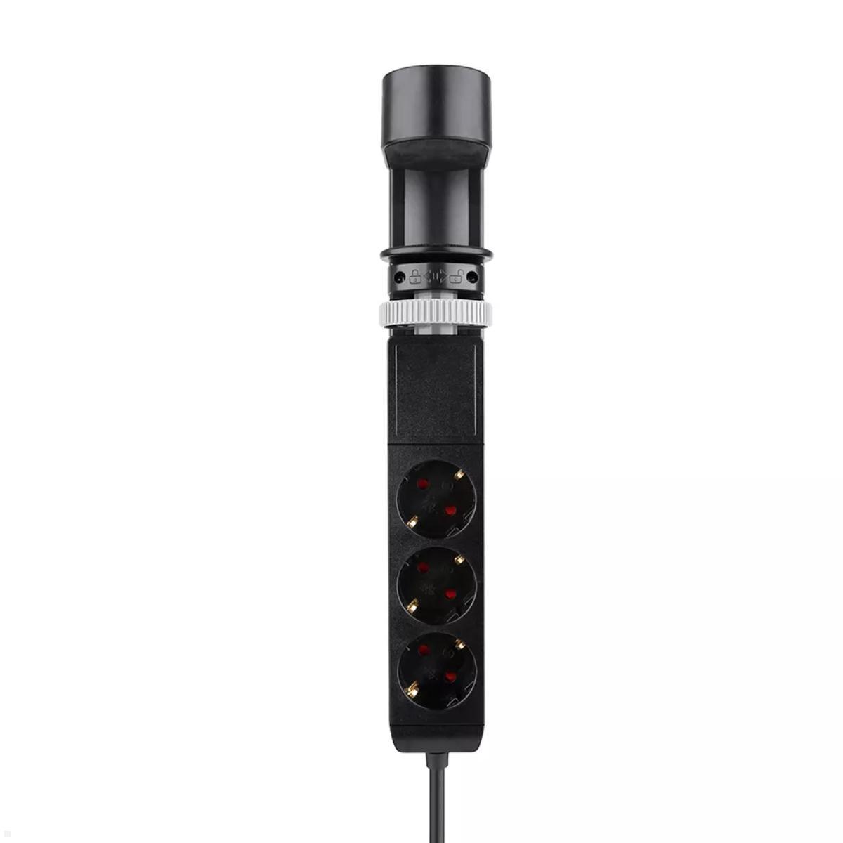 Neomounts VOLT Tischsteckdose DS22-840BL6 mit Klemme, Vorderansicht Neomounts VOLT Tischsteckdose DS22-840BL6 mit Klemme, Vorderansicht