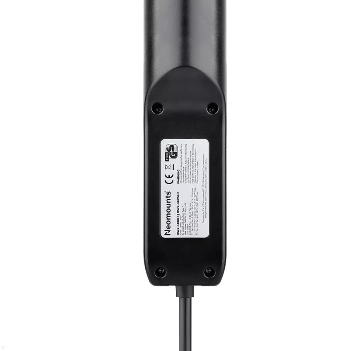 Neomounts VOLT Tischsteckdose DS22-840BL6 mit Klemme, Kennzeichnung Neomounts VOLT Tischsteckdose DS22-840BL6 mit Klemme, Kennzeichnung