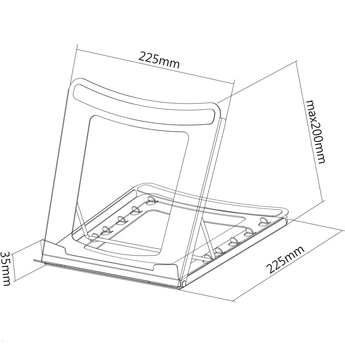 Neomounts NSLS075 iPad/Laptop-Standardständer schwarz, technische Zeichnung Neomounts NSLS075 iPad/Laptop-Standardständer schwarz, technische Zeichnung