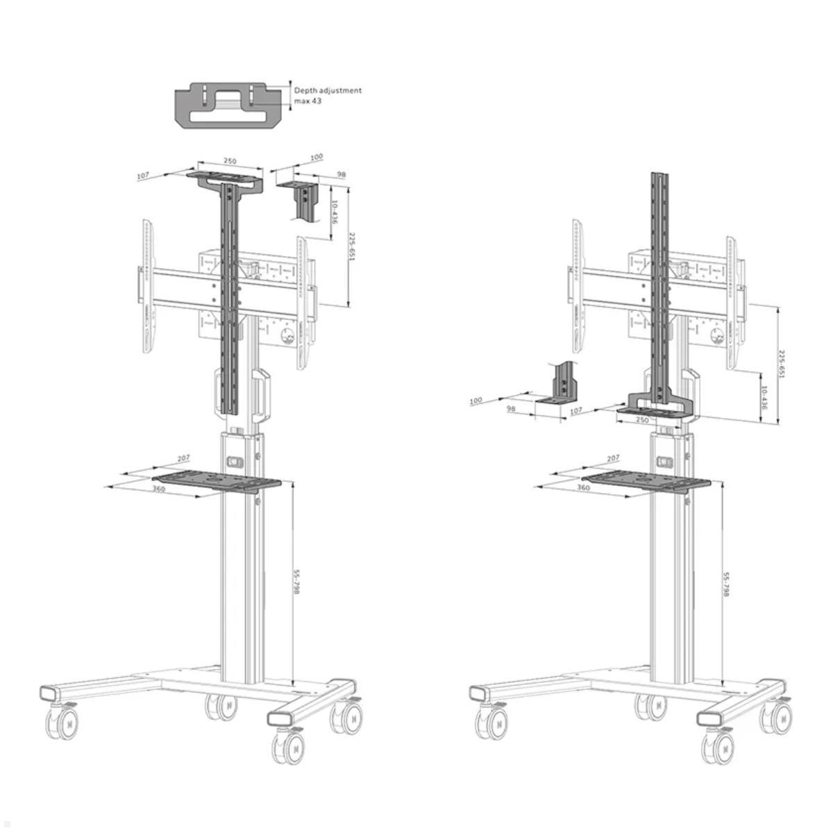 Neomounts Zubehör AV1-825BL Videobar & Multimedia-Kit für FL50S-825BL1, Skizze Neomounts Zubehör AV1-825BL Videobar & Multimedia-Kit für FL50S-825BL1, Skizze