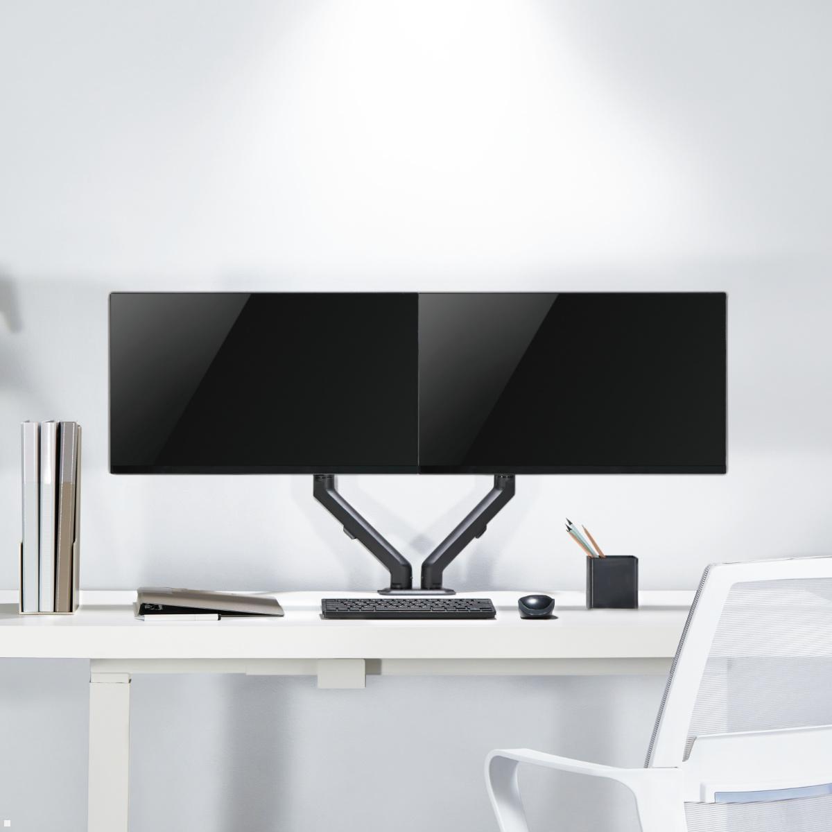 Neomounts FPMA-D650DBLACK Monitorhalterung für 2 Monitore bis 27 Zoll, Anwendungsbeispiel Neomounts FPMA-D650DBLACK Monitorhalterung für 2 Monitore bis 27 Zoll, Anwendungsbeispiel