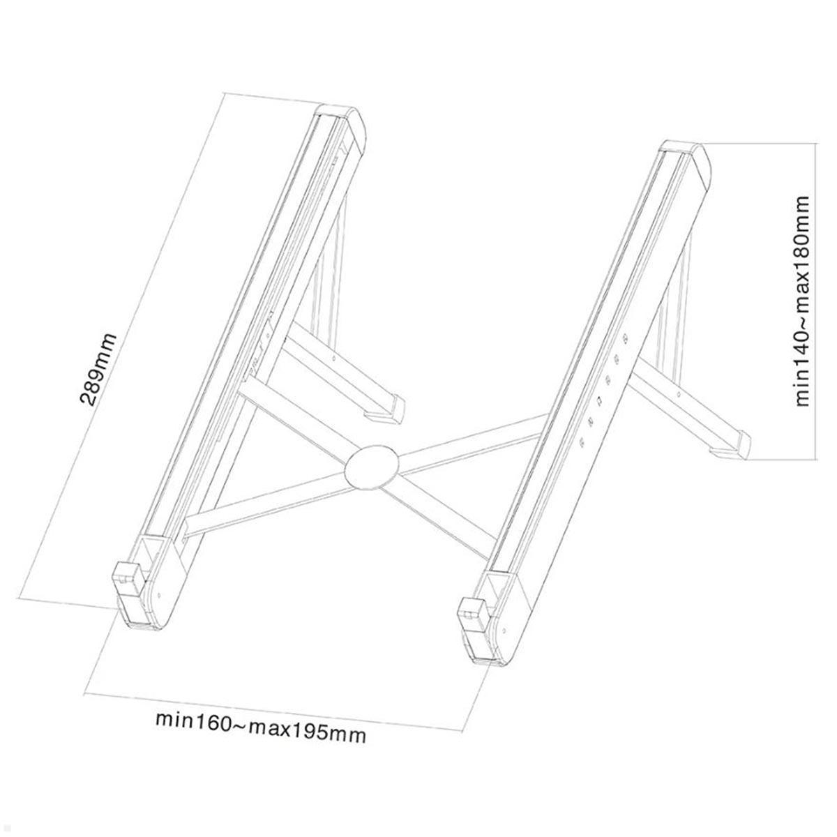 Neomounts NSLS010 Tablet / Laptop Ständer klappbar, silber technische Zeichnung Neomounts NSLS010 Tablet / Laptop Ständer klappbar, silber technische Zeichnung