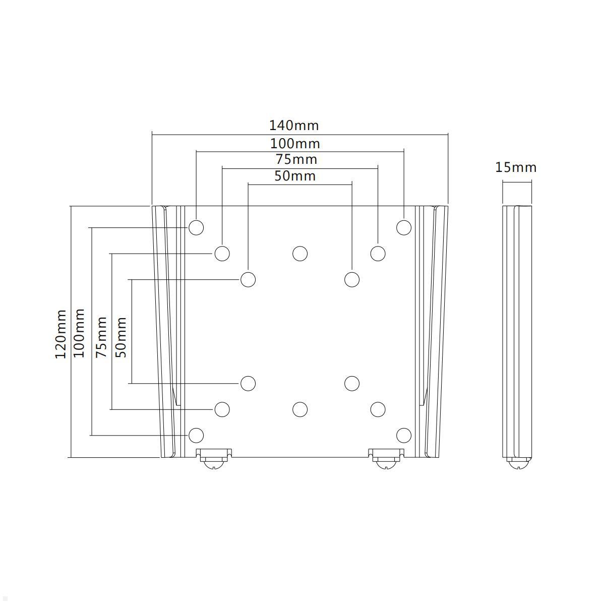 Neomounts FPMA-W25BLACK flache Monitor Wandhalterung, Maße Neomounts FPMA-W25BLACK flache Monitor Wandhalterung, Maße